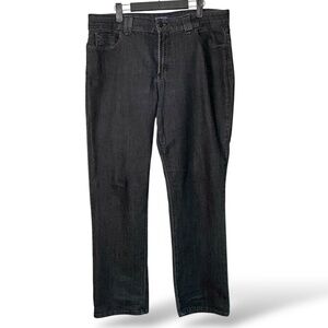 NYDJ Cotton Blend Stretch Black Wash Straight Leg 5 Pocket Jeans US Sz 16P